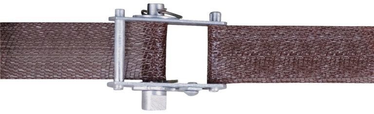 Tensioner for 40 mm (approx. 1.57 in) electric fence tape.