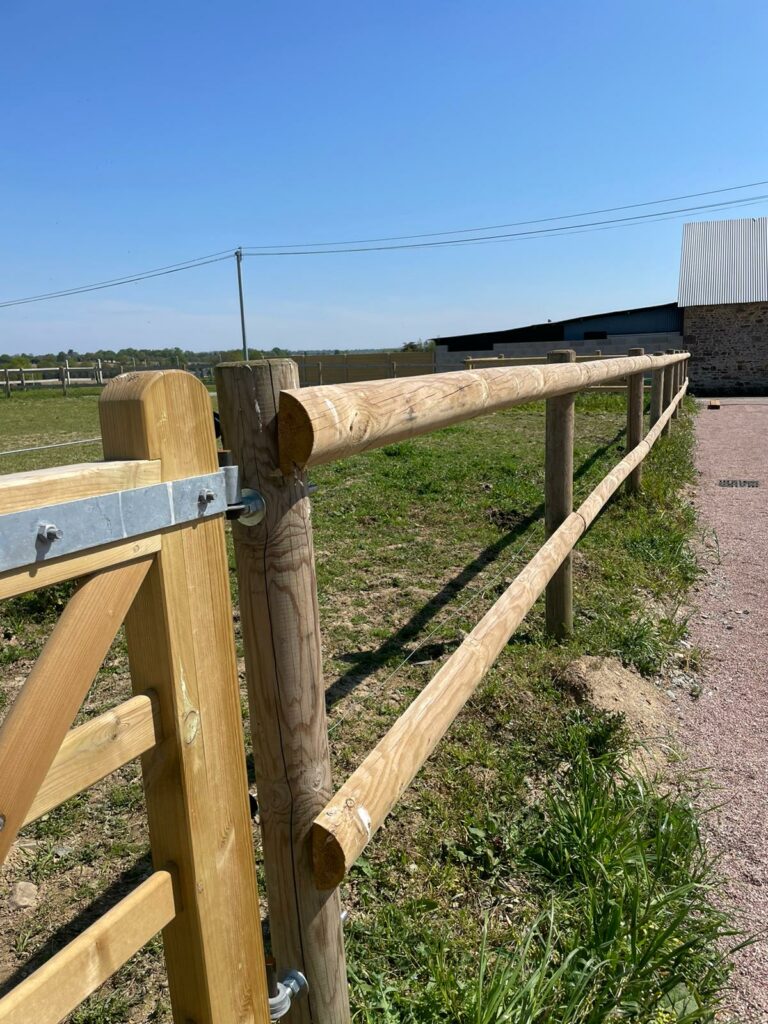Class IV Timber Fence Rail Installed as Equestrian Fencing