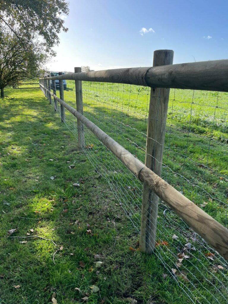 Class IV Timber Fence Rail Installed as Equestrian Fencing