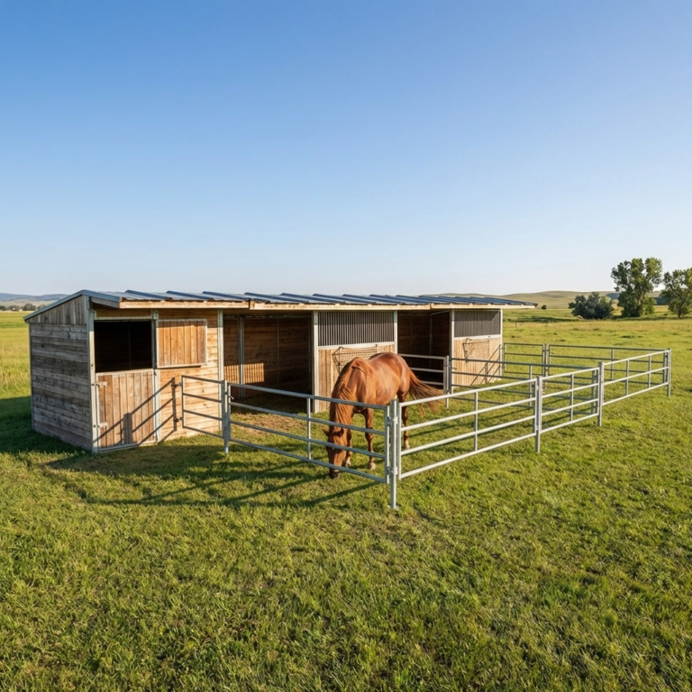 French Douglas Fir and Steel Field Shelter for Horses
