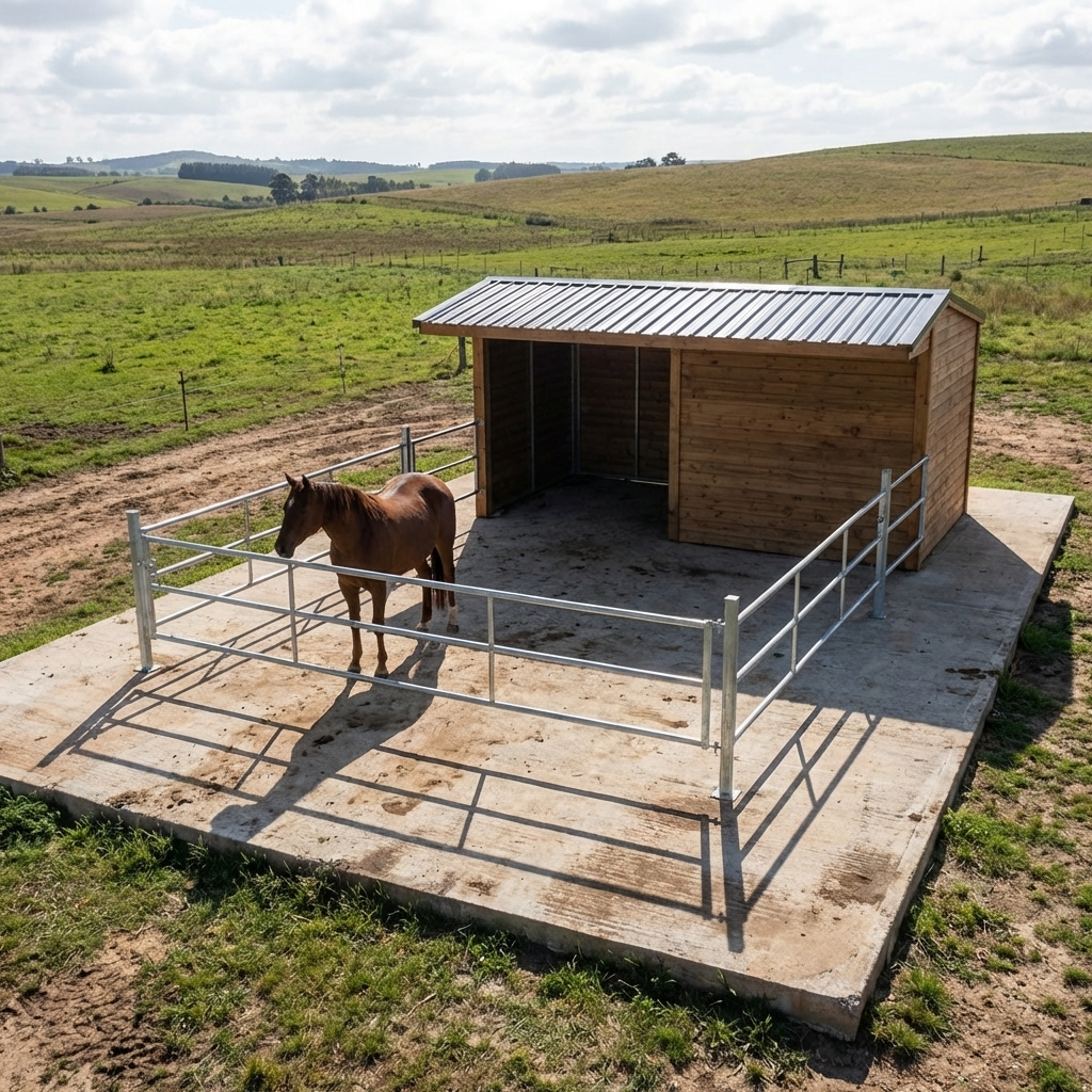 French Douglas Fir and Steel Field Shelter for Horses