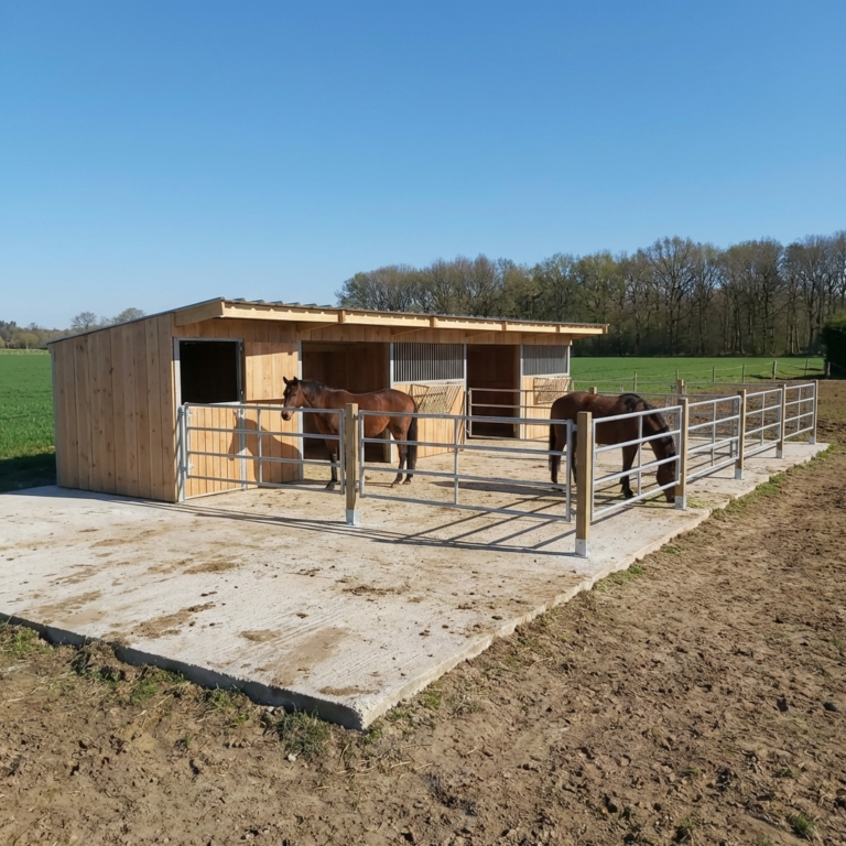 French Douglas Fir and Steel Field Shelter for Horses