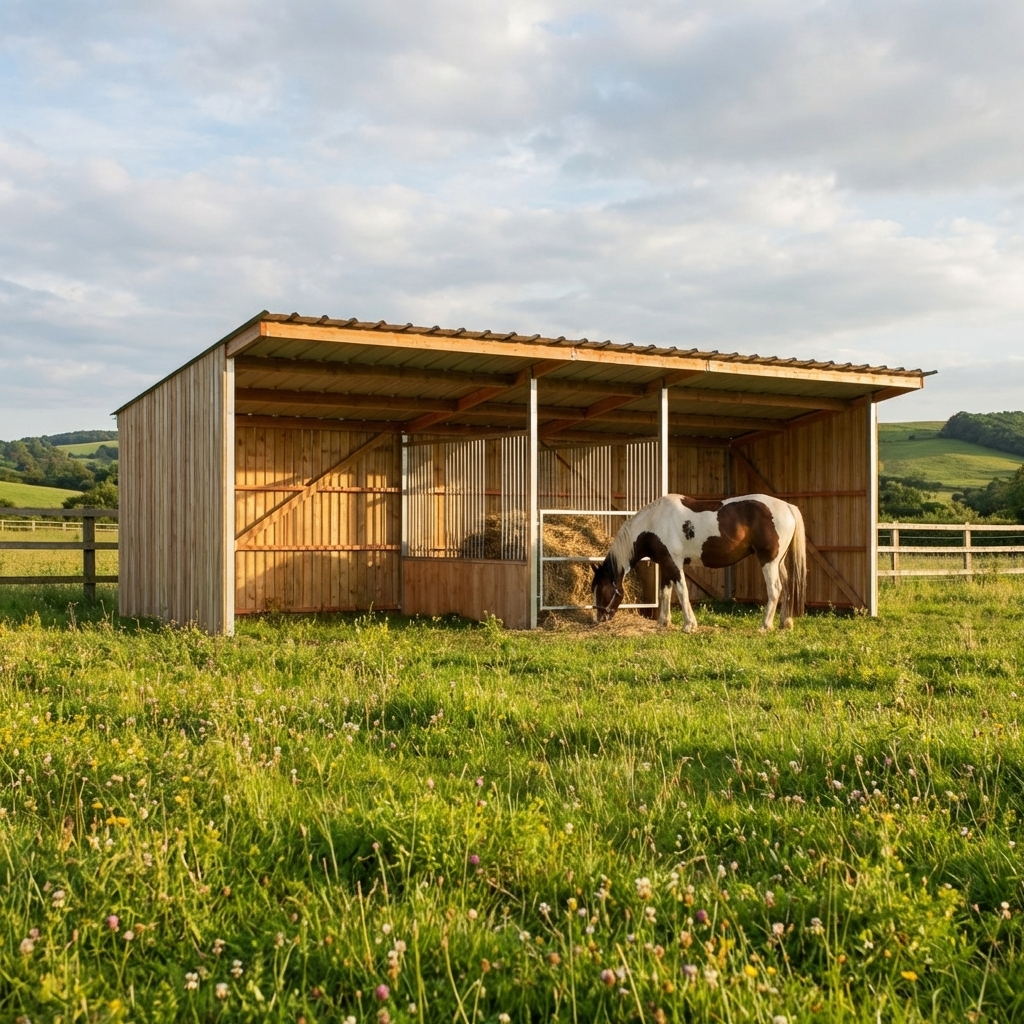 ECO Double Horse Shelter with Central Hay Feeder