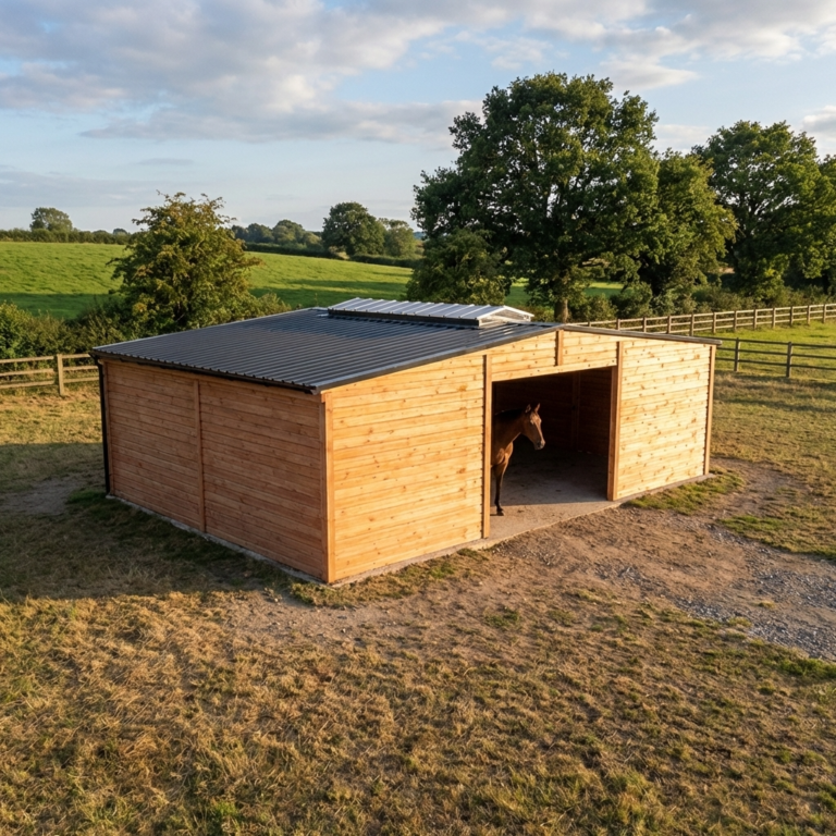 Douglas Fir Timber Stabling Shelter