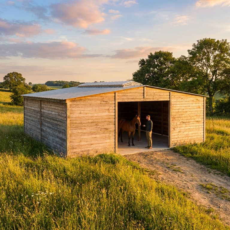 Douglas Fir Timber Stabling Shelter for Horses