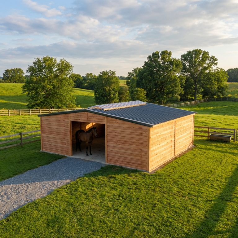 Douglas Fir Timber Stabling Shelter