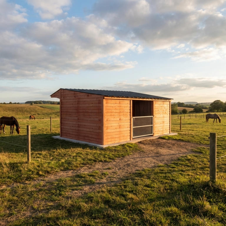Double Shelter with Central Circular Hay Rack
