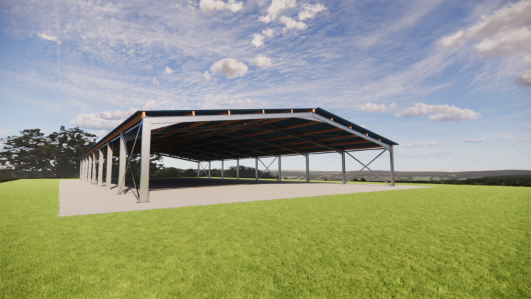 Steel frame for indoor riding arena