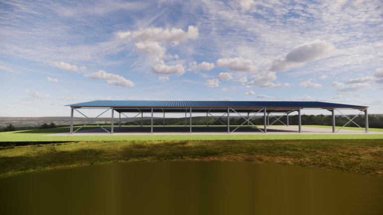 Steel frame for indoor riding arena