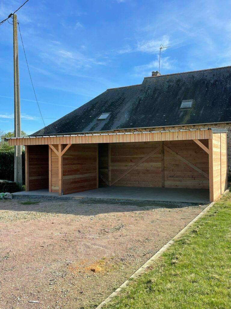 “Carport with integrated storage workshop, outdoor structure for vehicle protection and storage”