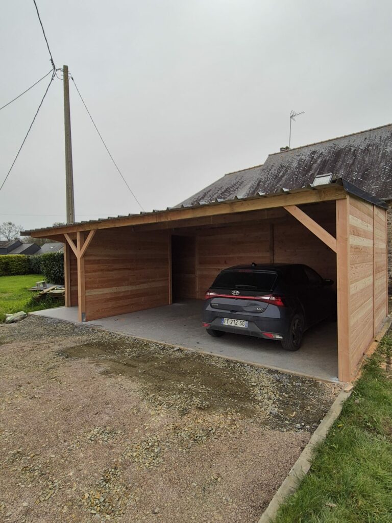 “Carport with integrated storage workshop, outdoor structure for vehicle protection and storage”