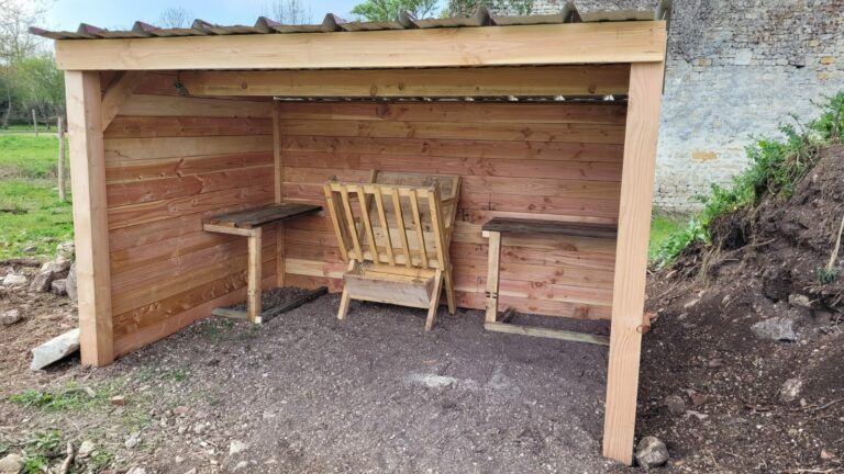 Goat shelter, timber goat barn