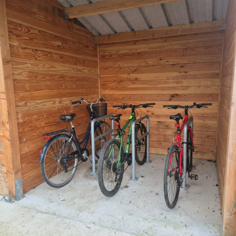 Douglas fir wooden bike shelter