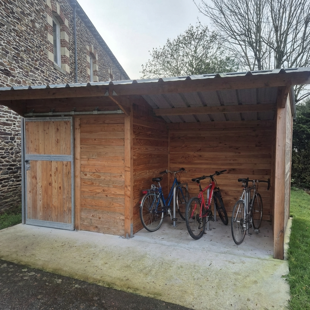 Douglas fir wooden bike shelter