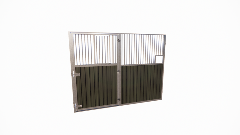 Stable front with swing door and resin half-door