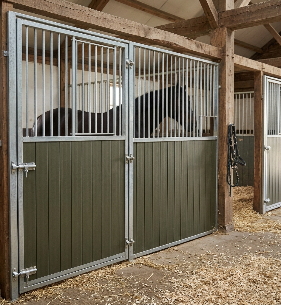 Stable front with swing door and resin half-door