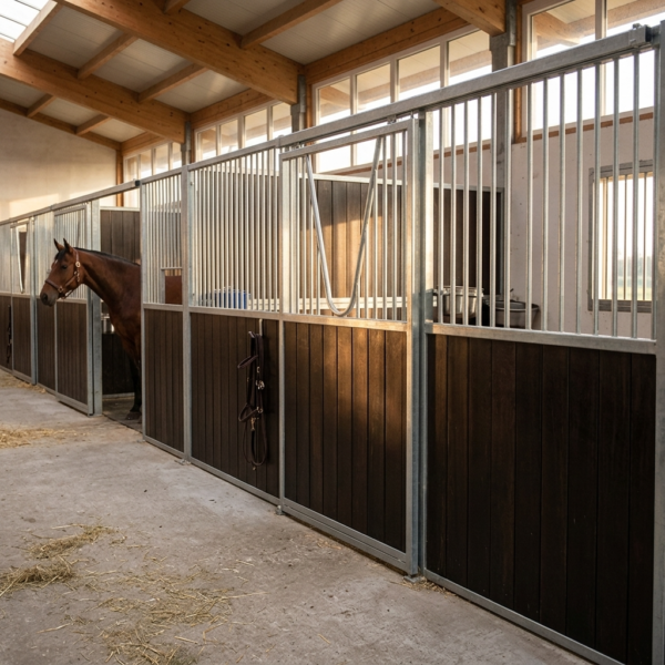 Stable front with sliding door, swan-neck and resin