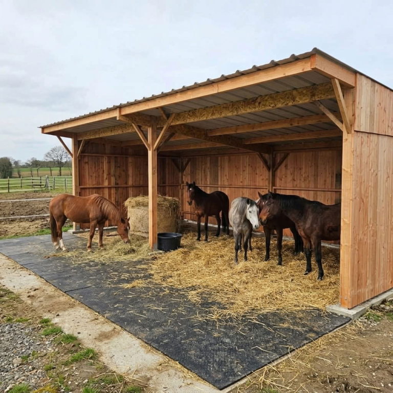 Abri dortoir pour chevaux